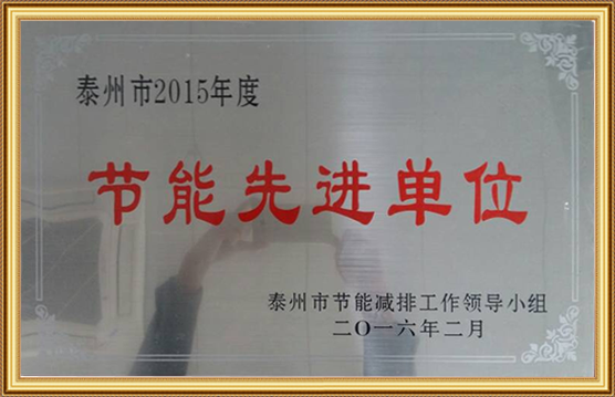 泰州市2015年度節（jiē）能先進單位